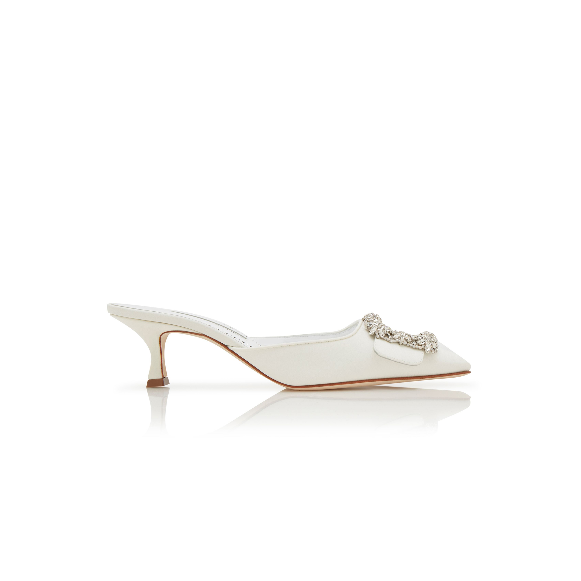 man010 B1ahn*k maysale bridal white crepe de chine jewel buckle mules 118-0115-0003